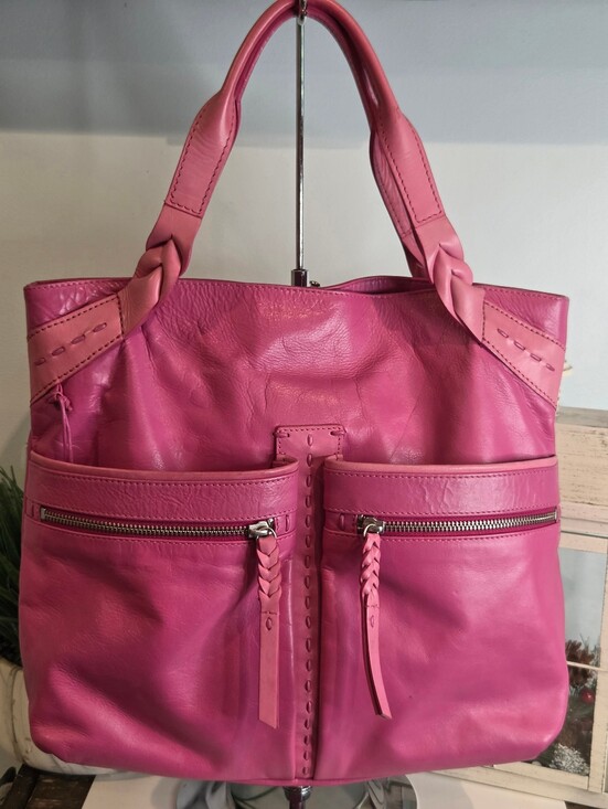 RADLEY LONDON Handbags - Radley London Pink Leather Whipstitch Tote Shoulder Bag - EUC